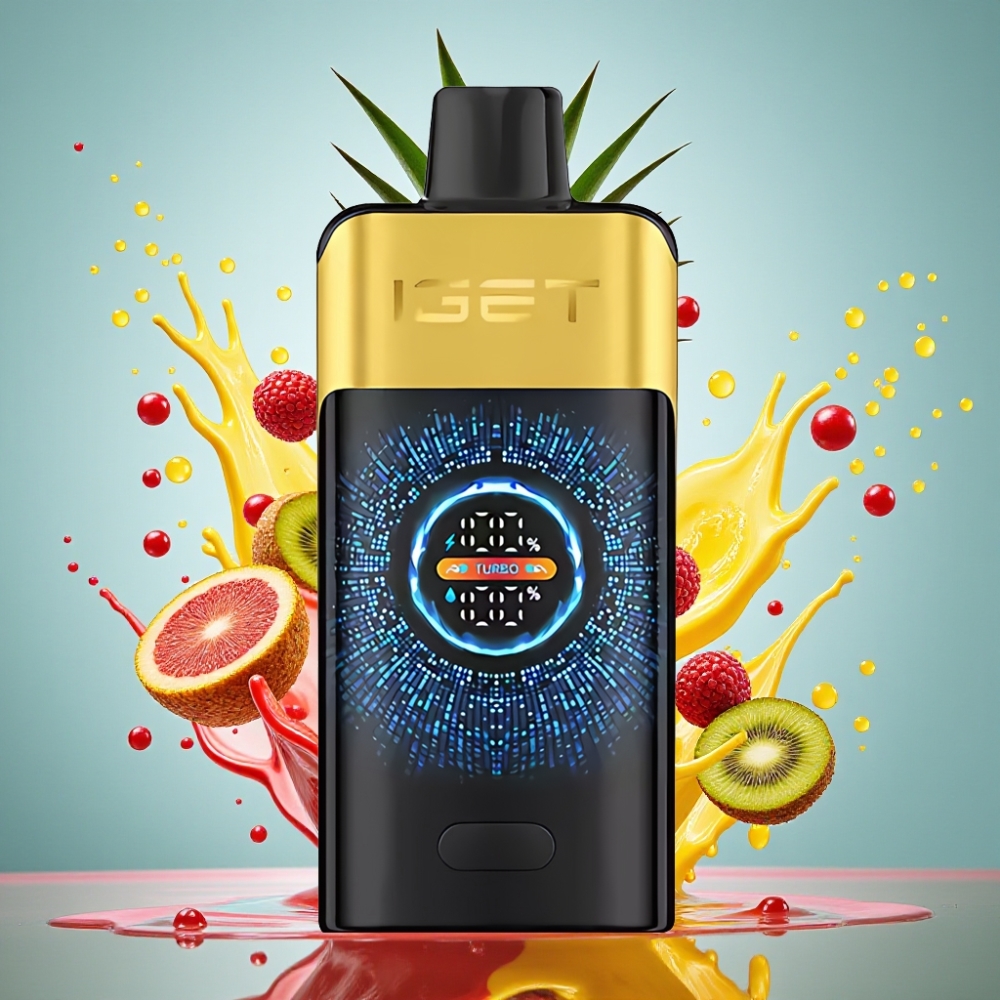 IGET ONE 12000 Puffs Norge Engros Engangs Vape Kiwi Ananas med 2700 mAh Batteri og Stor Bøyd Fargeskjerm