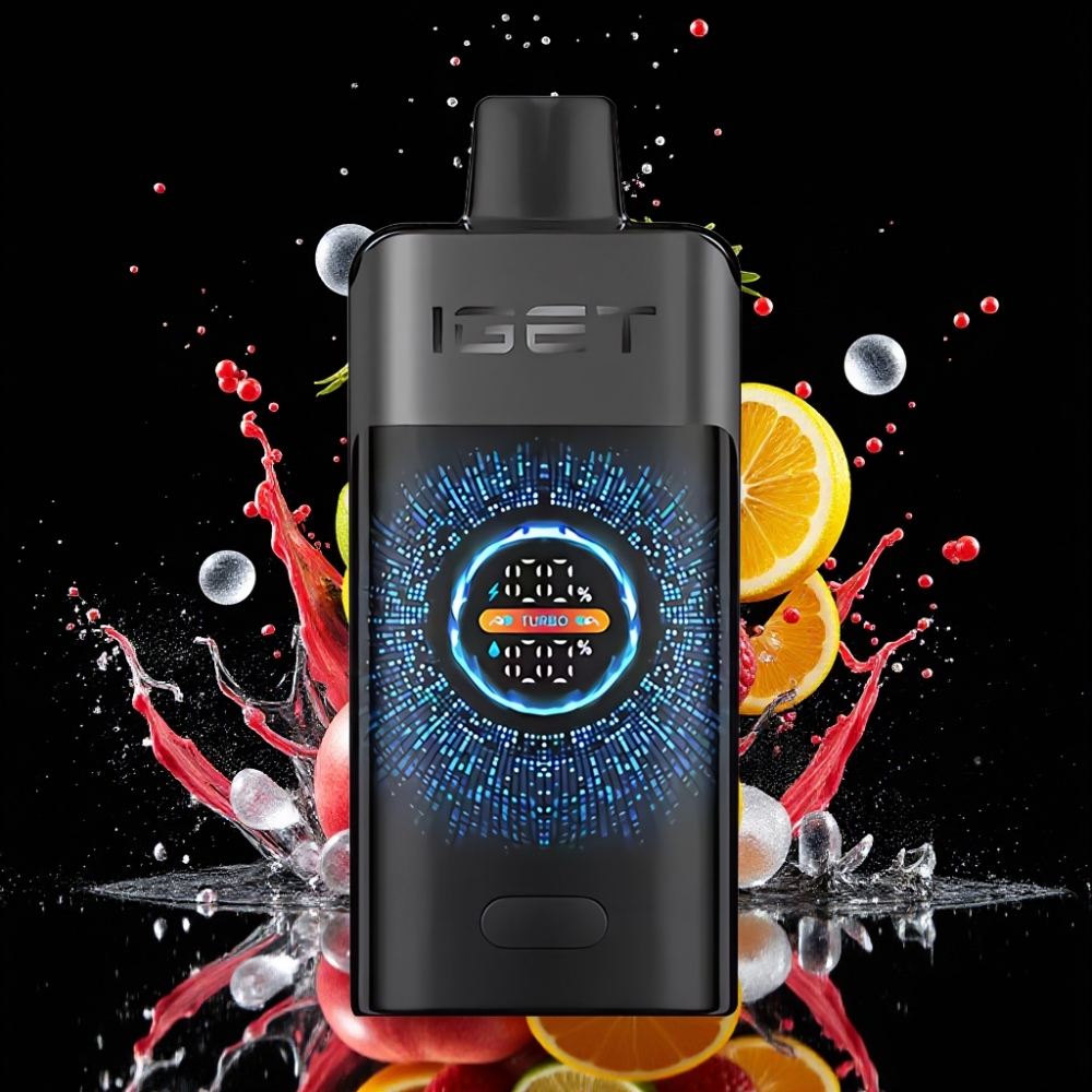 IGET ONE 12000 Puffs Norge Engros – Svart Skog Engangs Vape med 2700 mAh Batteri og Stort Bøyd Fargeskjerm