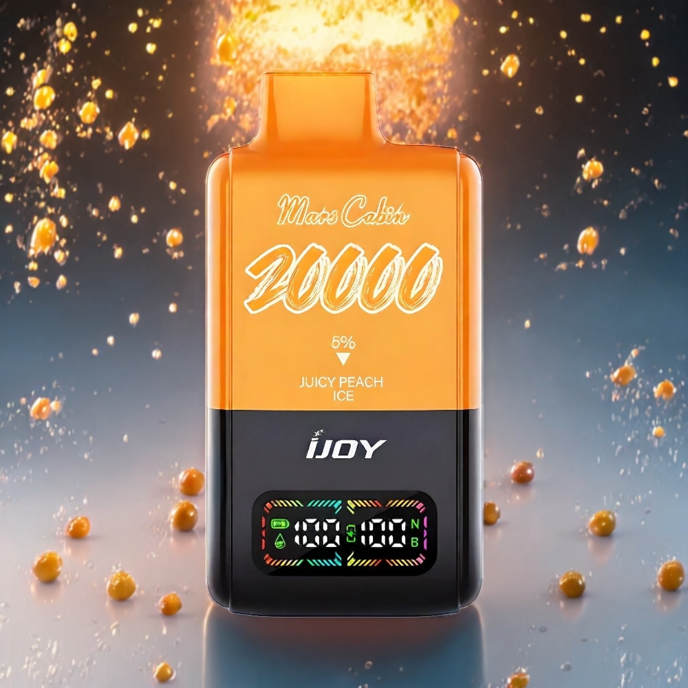 IJOY Mars Cabin 20000 Puffs Engangs Vape Juicy Peach Ice Norge Engros – 20ML E-væske, 50mg Nikotin, 0.5 Ohm Dual Mesh Coil, TYPE-C Lading