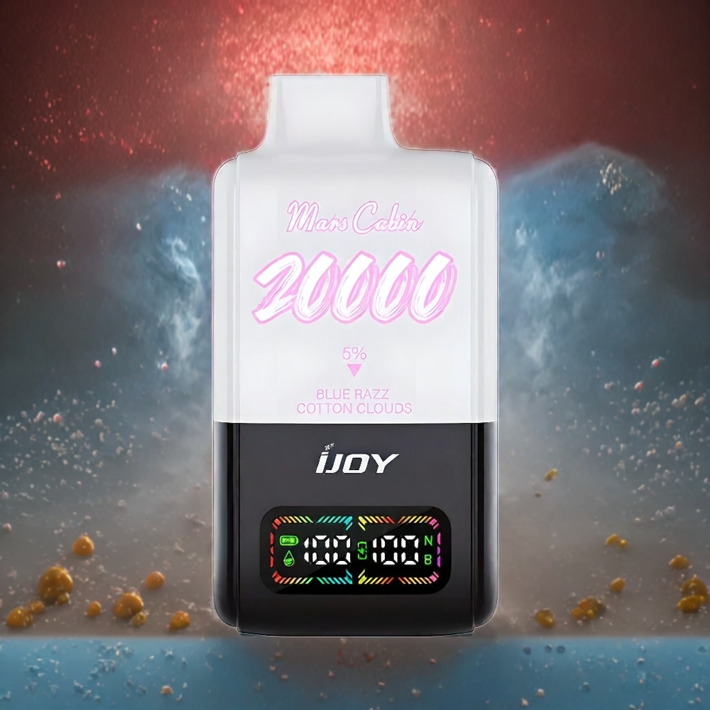 IJOY Mars Cabin 20000 Puffs Norge Engros – Blå Bringebær (Blue Razz) Bomuldsskyer (Cotton Clouds) – 20ML 50mg TYPE-C Ladestasjon 850 mAh