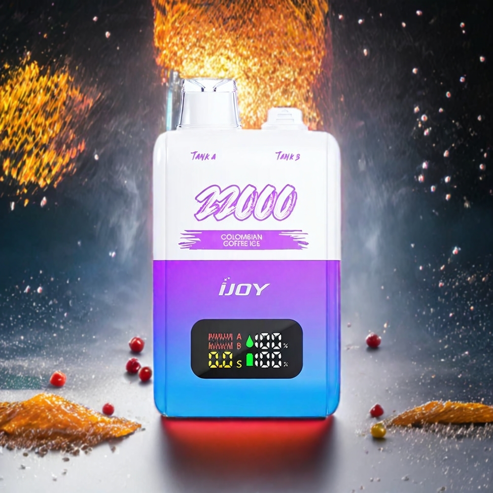IJOY SD 22000 Puffs Engangs vape Colombiansk Kaffe Is Norge Engros – 650 mAh Batteri, 15ML + 15ML E-væske, Type-C Lading