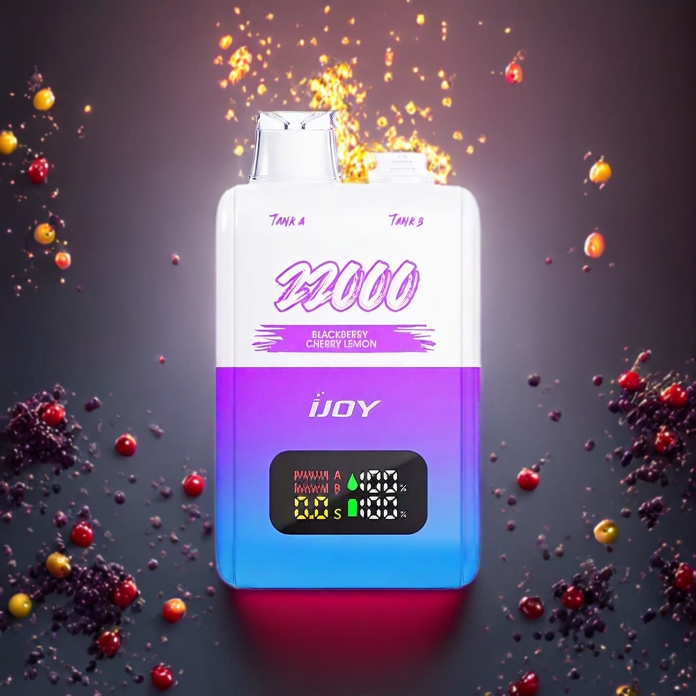 IJOY SD 22000 Puffs Engangsvape Norge Engros – 15ML + 15ML E-væske, 650 mAh Batteri, Type-C Lading – Bringebær/Kirsebær/Sitron