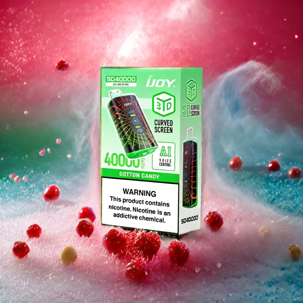 IJOY SD 40000 Puffs Engangs Vape Cotton Candy (Bomullsgodteri) Norge Engros – 20ML E-væske, 750mAh, Type-C, Justerbar Luftstrøm, 5% Nikotin