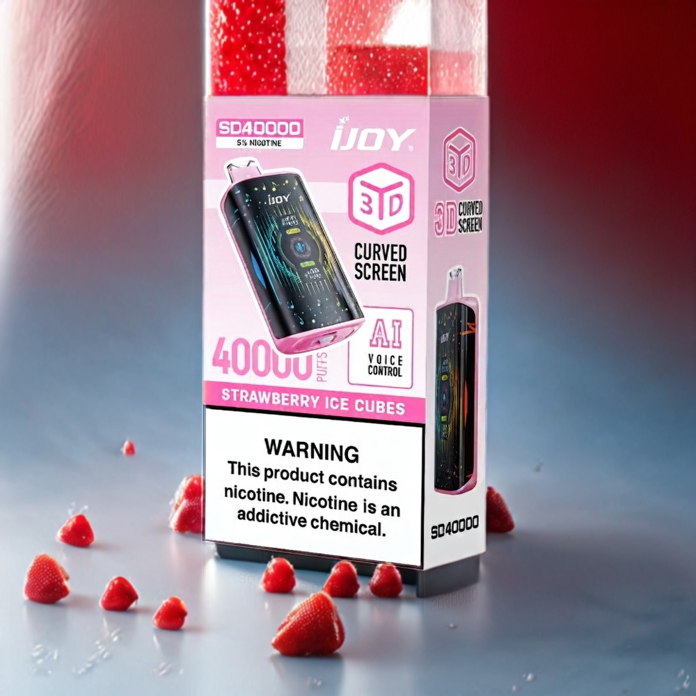 IJOY SD 40000 Puffs Engangs vape Norge Engros – Jordbær Is (Strawberry Ice) – 20ML / 5% Nikotin – 750mAh – Type-C Lading – Justerbar Luftstrøm