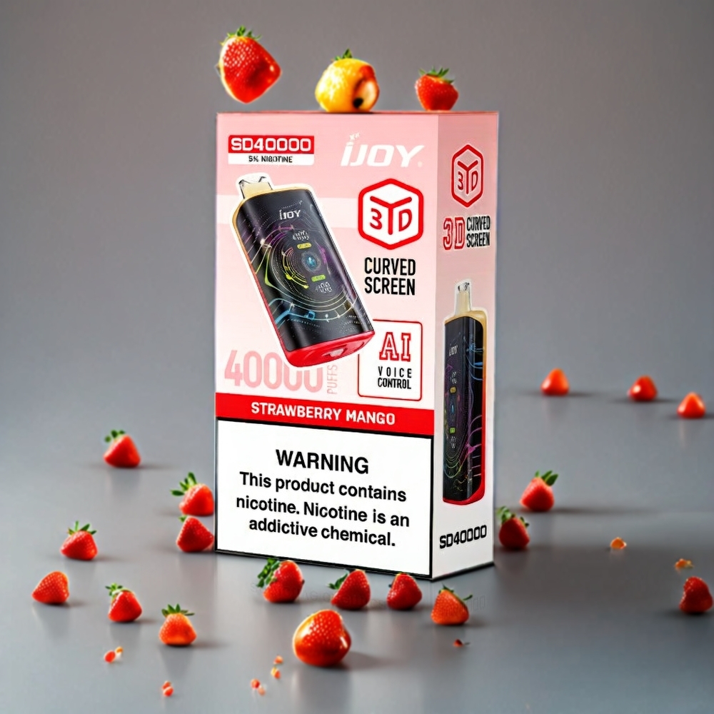 IJOY SD 40000 Puffs Engangs vape Norge engros – Jordbær Mango – 20ML, 5% Nikotin, 750mAh, Type-C-lading, Justerbar Luftstrøm