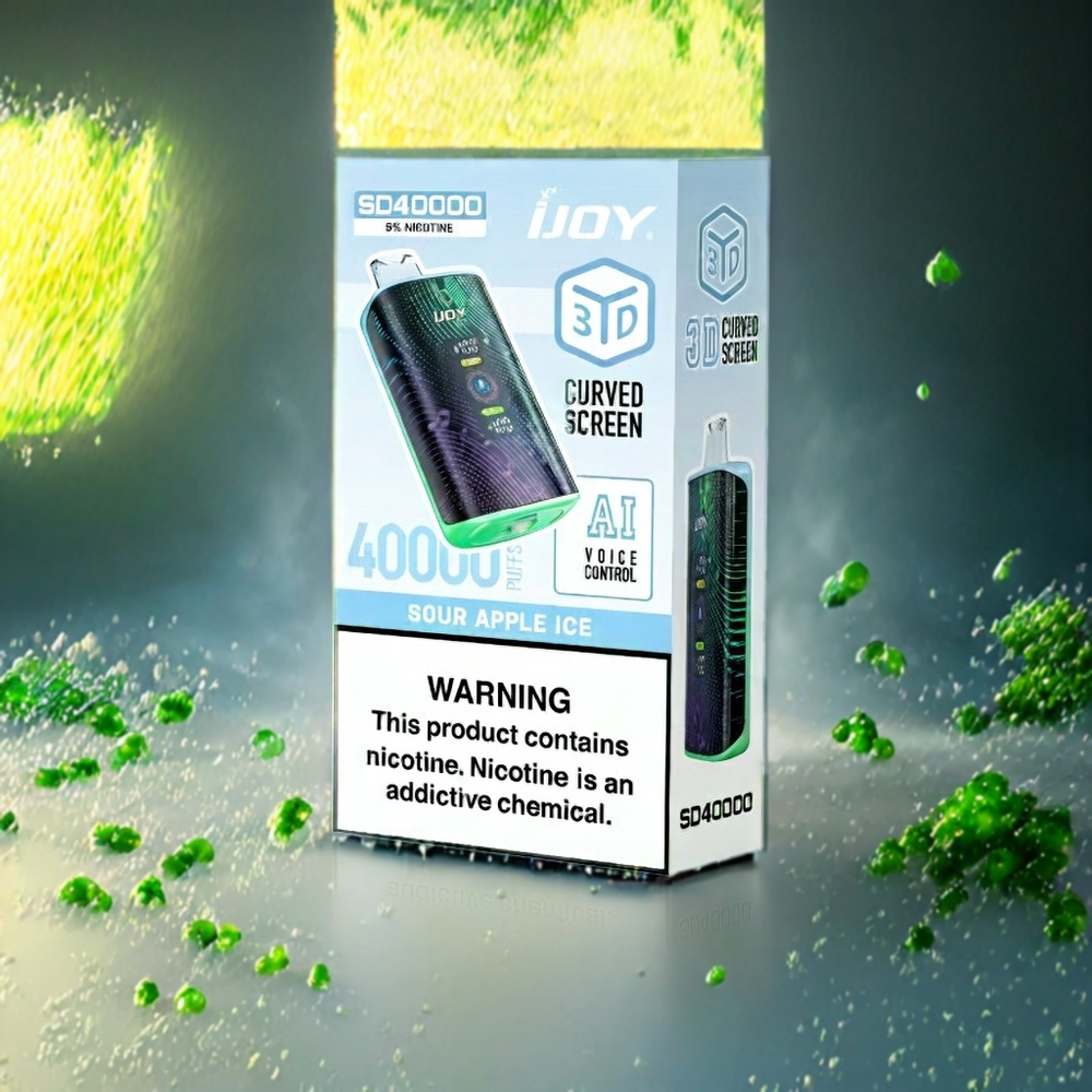 IJOY SD 40000 Puffs Norge Engros Engangs vape Sur Eple Is med 20ML E-væske, 750mAh Batteri, Type-C Lading og Justerbar Luftstrøm