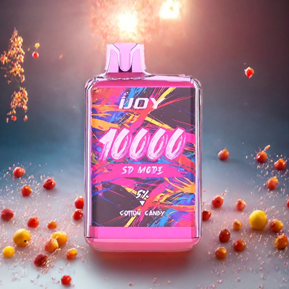 IJOY SD10000 Engangs vape Cotton Candy Norge Engros – 10000 Puffs, 20ml, 5% Nikotin, Justerbar Effekt, Type-C Lading