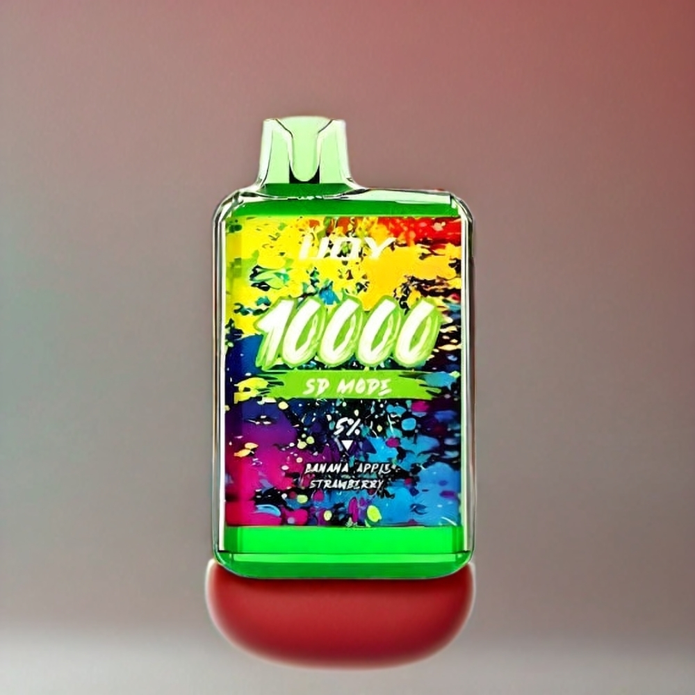 IJOY SD10000 Engangs vape Norge engros – Banan Eple Jordbær – 10000 Puff, 650mAh, 20ml, 5% Nikotin, Justerbar Effekt, Type-C Lading