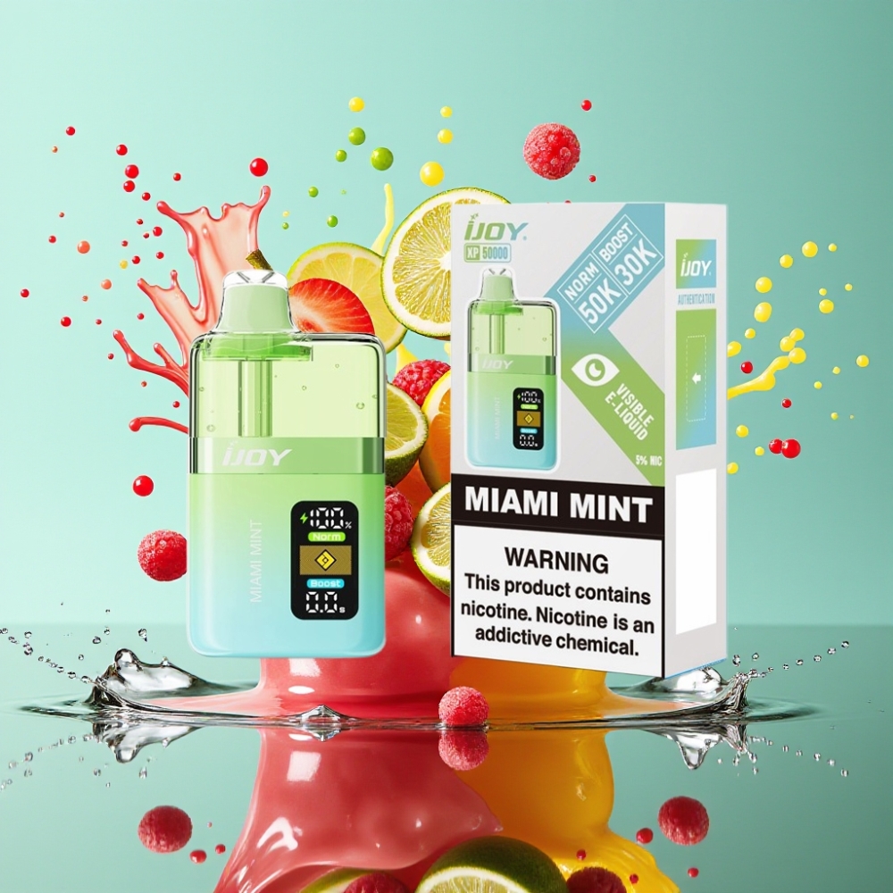 IJOY XP50000 Engangs Vape Norge Engros – Miami Mynte – 50000 Puffs Norm Mode, 0.4ohm Dual Mesh, 1000 mAh, Type-C Lading