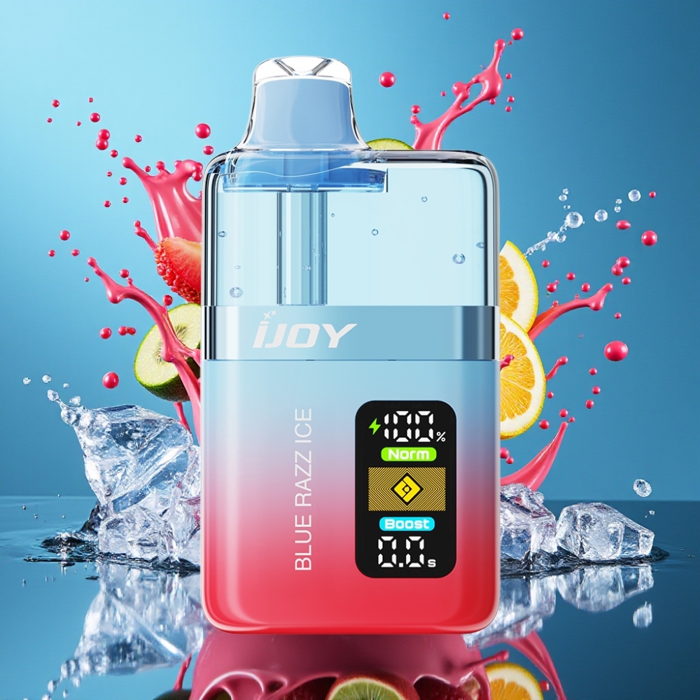 IJOY XP50000 Norge Engros Engangs Vape Blå Bringebær Is med 50000 Puffs, 50mg/ml Nikotin, 1000 mAh Batteri, Justerbar Luftstrøm