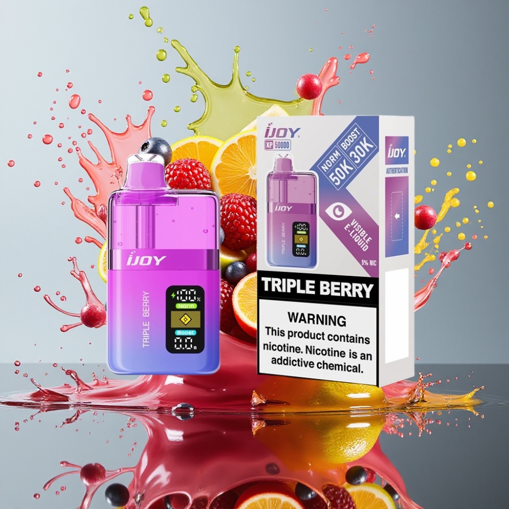 IJOY XP50000 Norge Engros Engangs Vape Triple Bær – 50000 Puffs Norm Mode, 0.4ohm Dual Mesh, 50mg/ml Nikotin, 1000 mAh Batteri, Type-C Lading