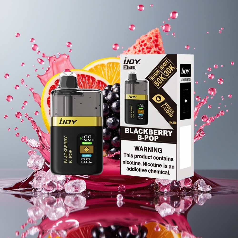 IJOY XP50000 Norge engros Engangs Vape 50000 Puffs 50mg/ml 1000 mAh Type-C Justert luftstrøm Sortebær B-Pop