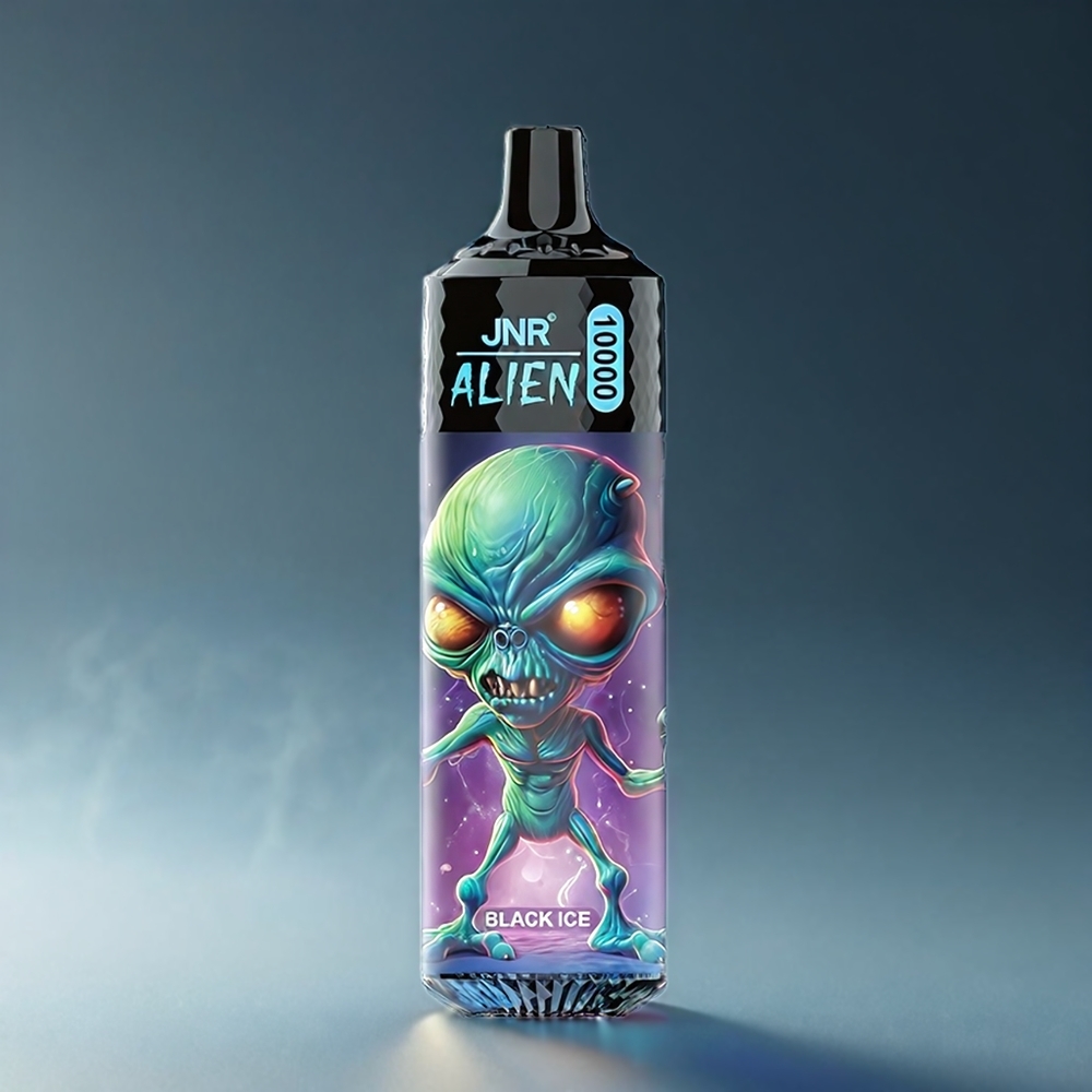 JNR Alien 10000 Puffs Norge Engros – 850mAh Batteri, 20ml E-væske, Type-C Hurtiglading, Sporty Design, LED (RGB) Lys – Svart Is