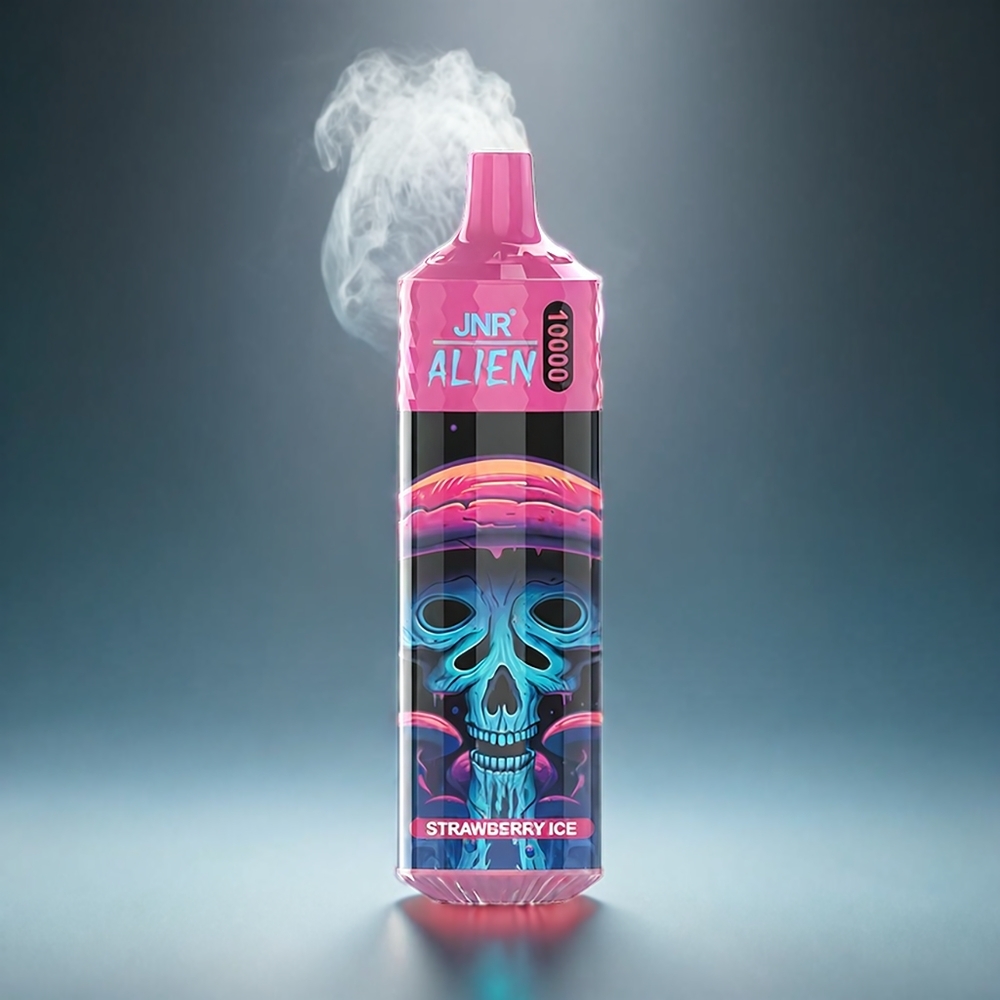 JNR Alien 10000 Puffs Norge Engros – Jordbæris med RGB-belysning, 850mAh batteri, Type-C-lading, 20ml e-væske