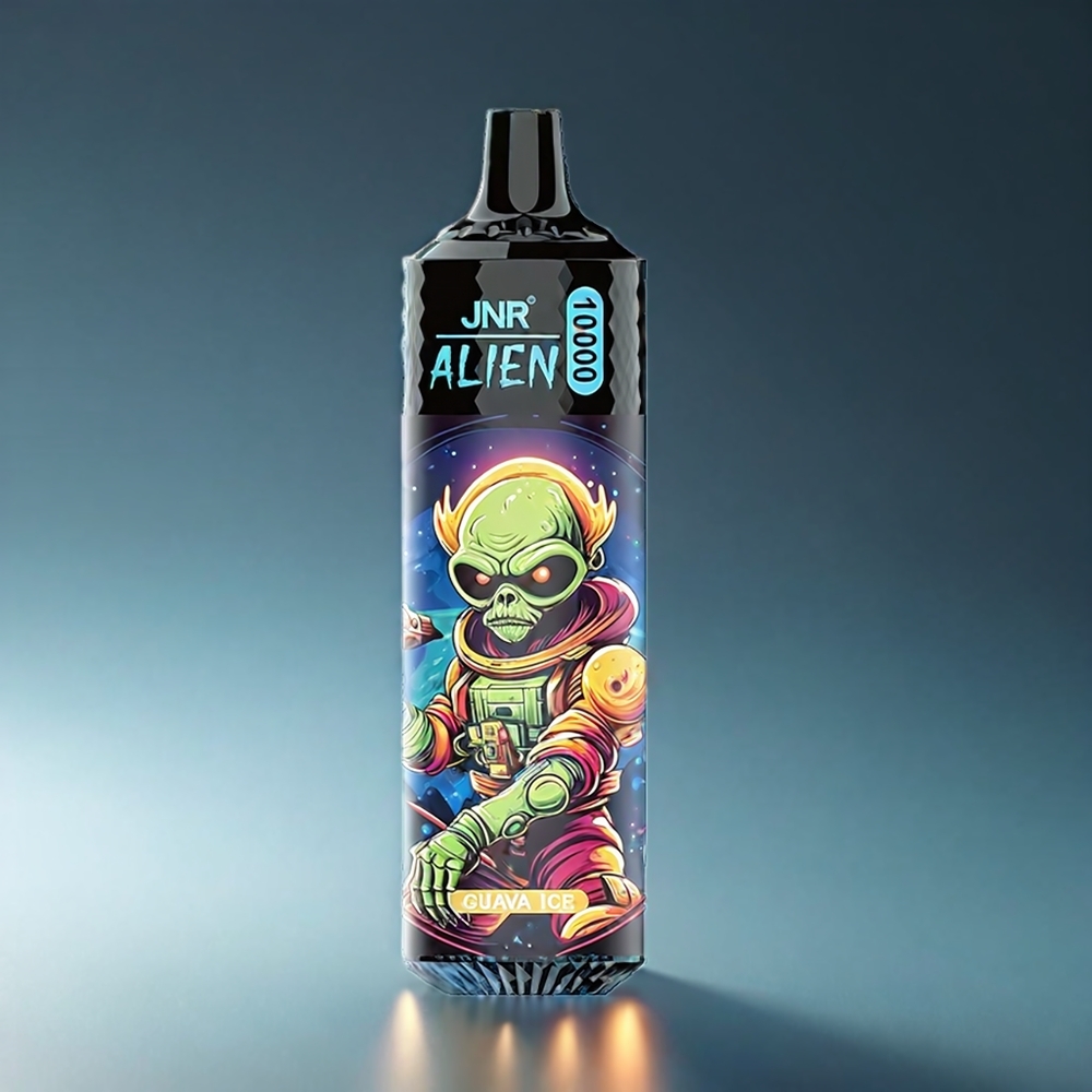 JNR Alien 10000 Puffs Norge Engros med Guava Is, 850mAh Batteri, Type-C Lading, 20ml E-væske, 1.2 Ohm Mesh Coil og RGB LED Lys