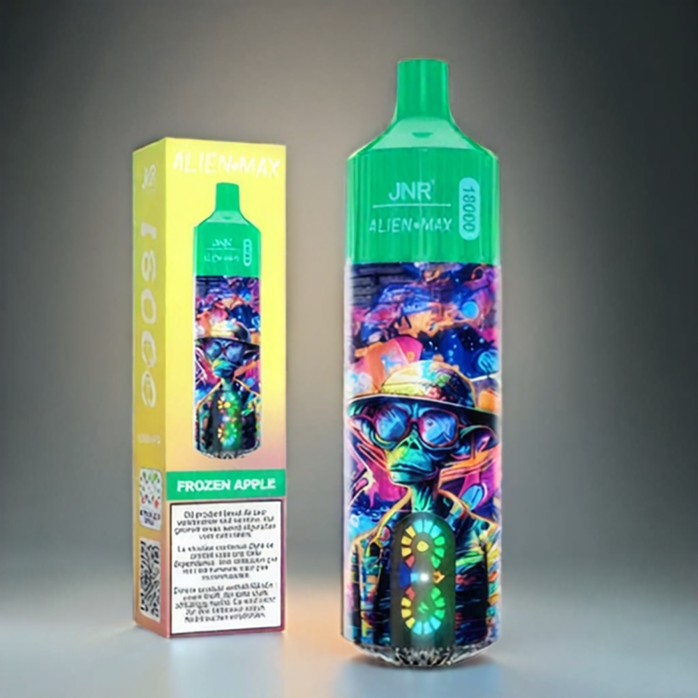 JNR Alien Max 18000 Puffs Norge Engros – Smart LED Display, Dual Mesh Coil, 28ml E-liquid, Frozen Eple (Appel)