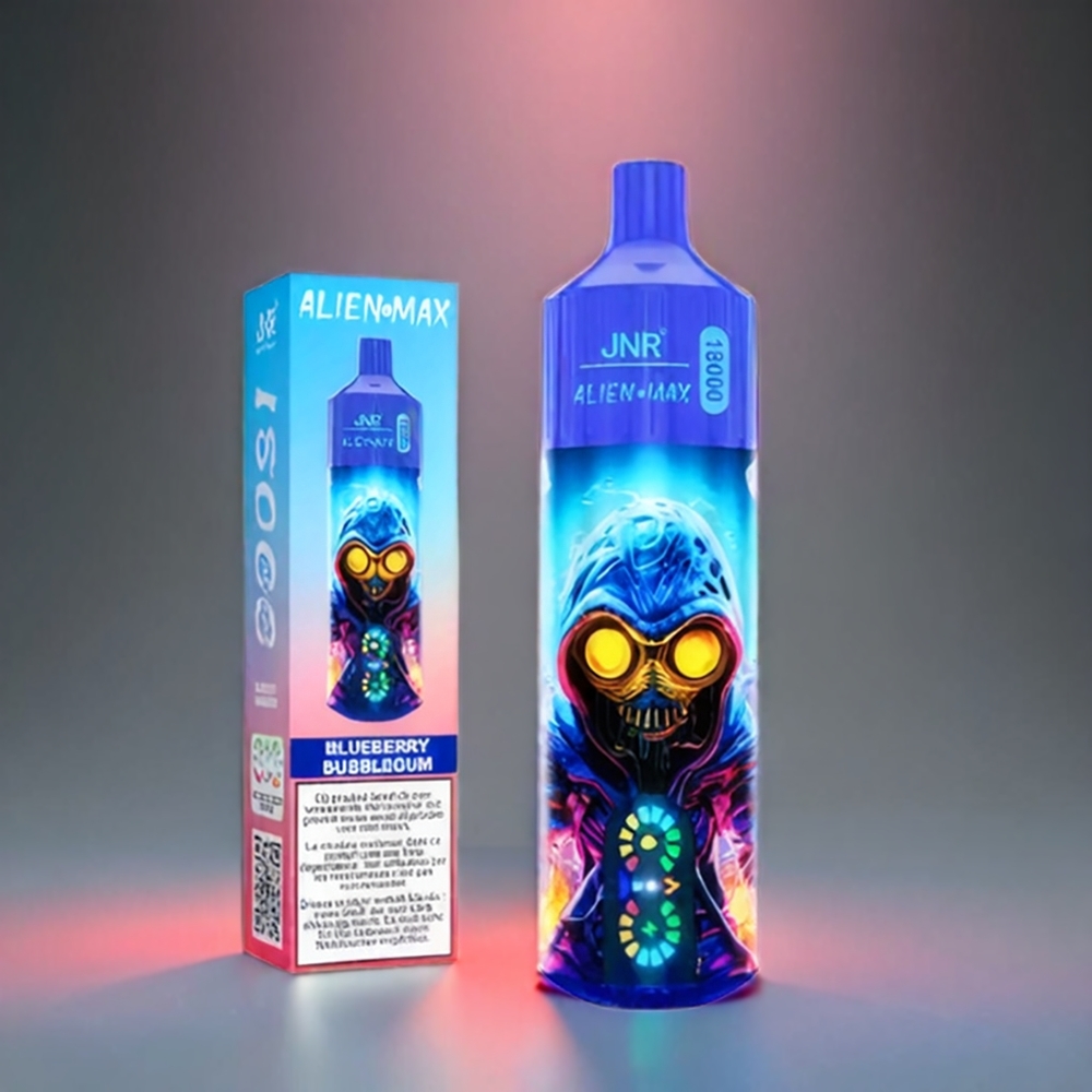 JNR Alien Max 18000 Puffs Norge Engros – Smart LED Display, Dual Mesh Coil, Type-C Lading, Blåbær Bubblegum, 20 Smaker