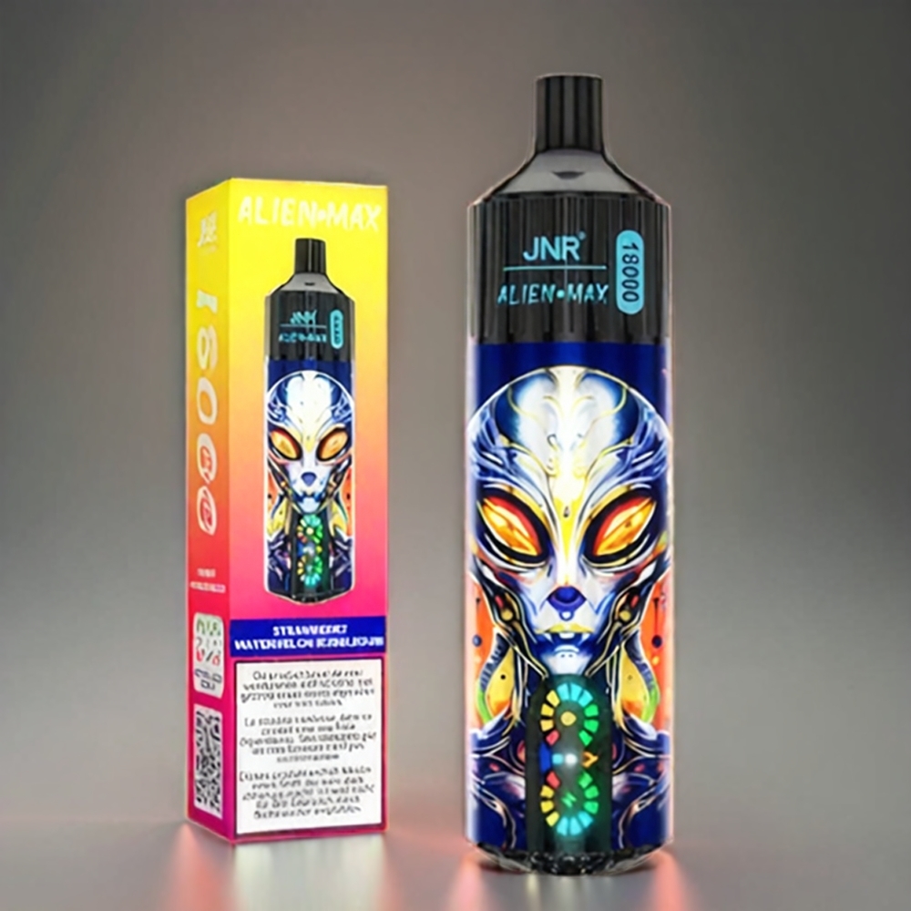 JNR Alien Max Norge Engros 18000 Puffs med Smart LED Display, Dual Mesh Coil & Type-C Ladning – Jordbær Vannmelon Bubblegum