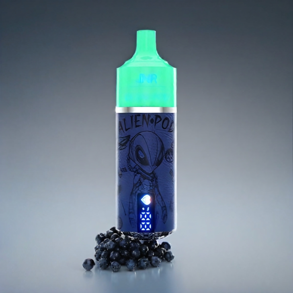 JNR Alien Pod Norge engros 13000 Puffs med Blåbærgranateis, Batteri & Væskedisplay, Mesh Core og Type-C Lynlading