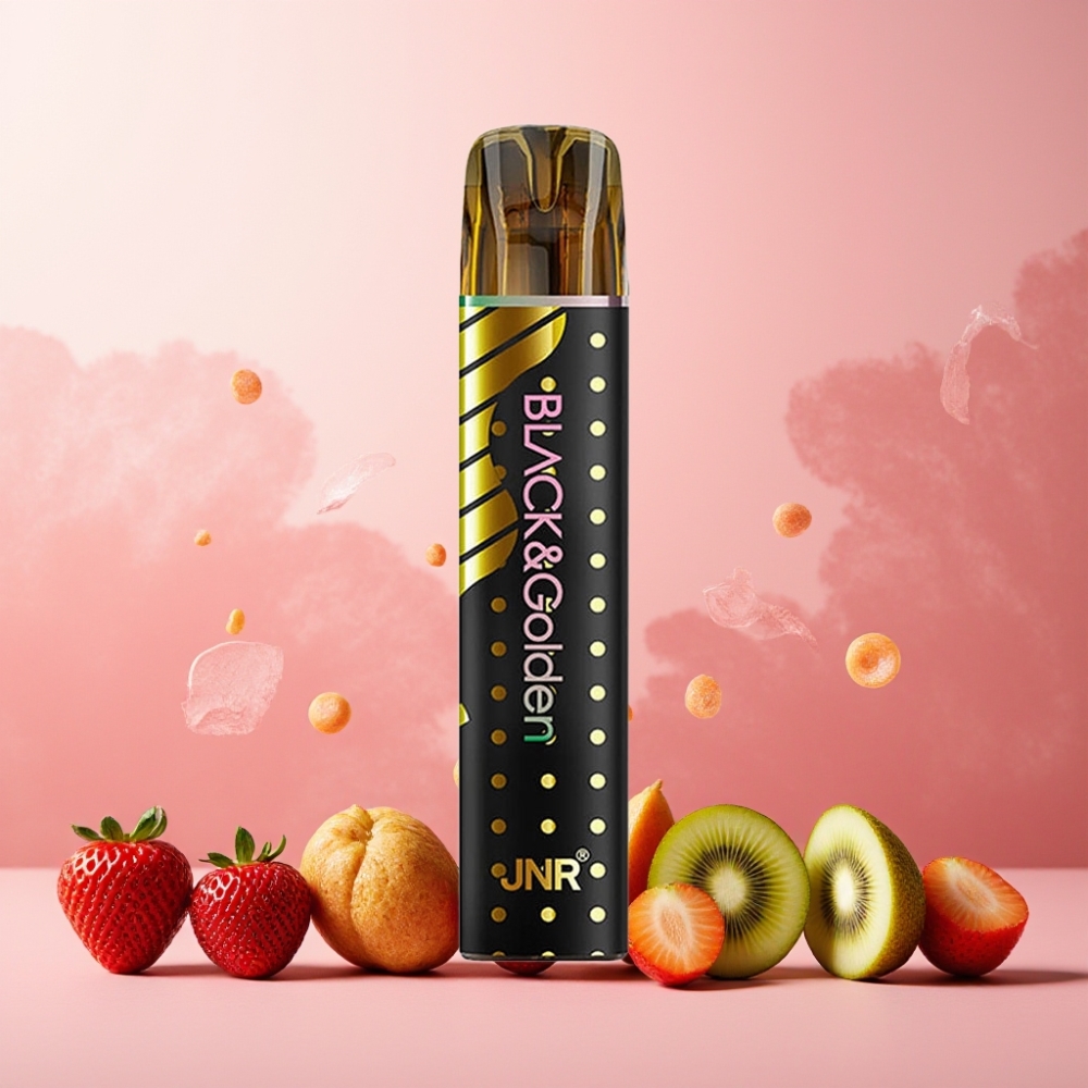 JNR Black&Golden Norge Engros 600+200 Puffs 2ml E-Liquid Vape til engangsbruk Jordbær Kiwi