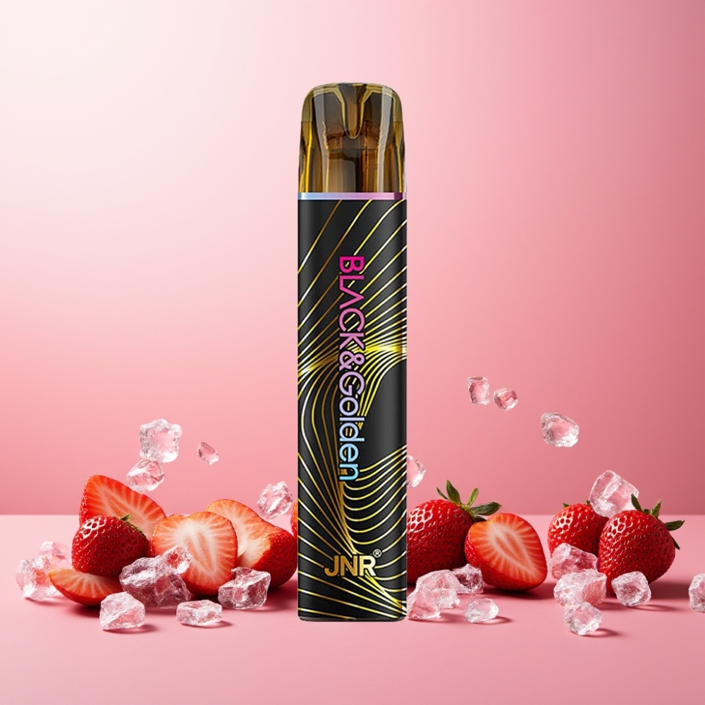 JNR Black&Golden Norge Engros 600+200 Puffs 2ml Jordbær Is Vape til engangsbruk med 550mAh Batteri og 2% Nikotin – TPD-sertifisert