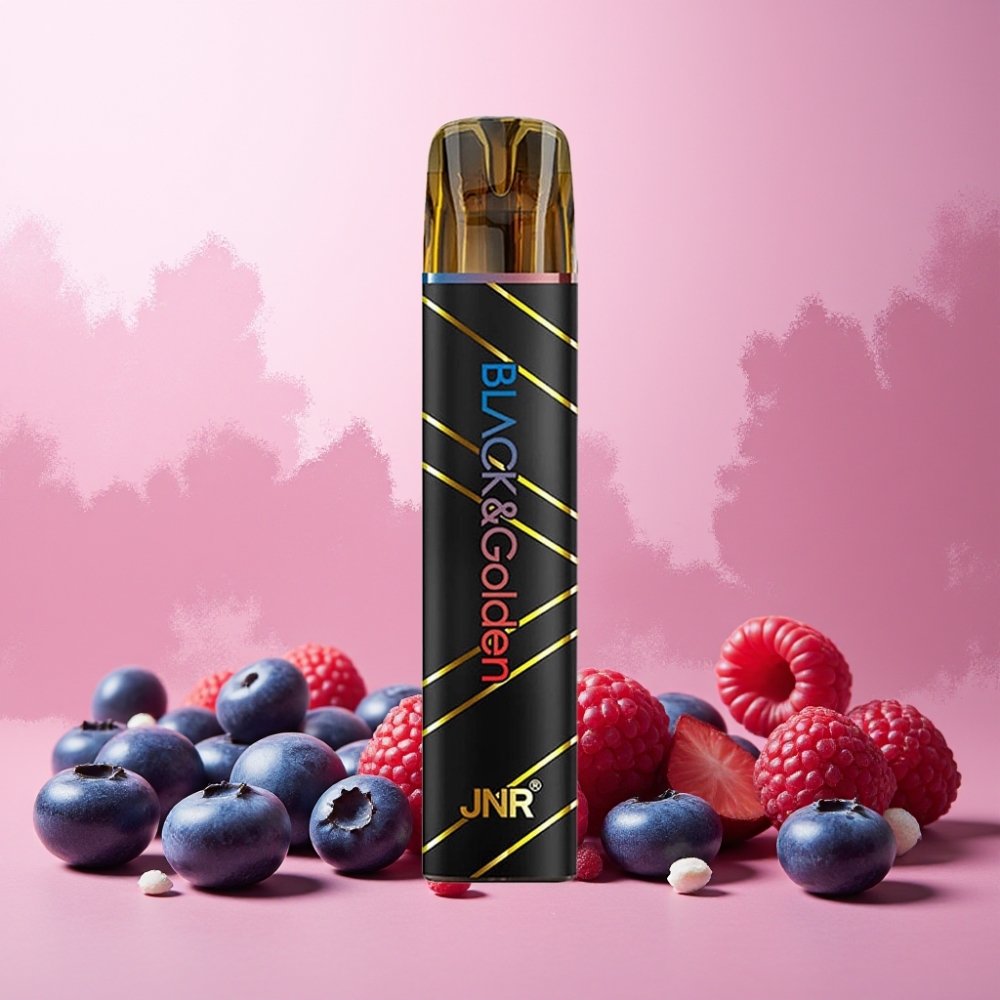 JNR Black&Golden Norge Engros Vape til engangsbruk 600+200 Puffs 2ml Blåbær Sur Bringebær TPD-sertifisert 2% Nikotin