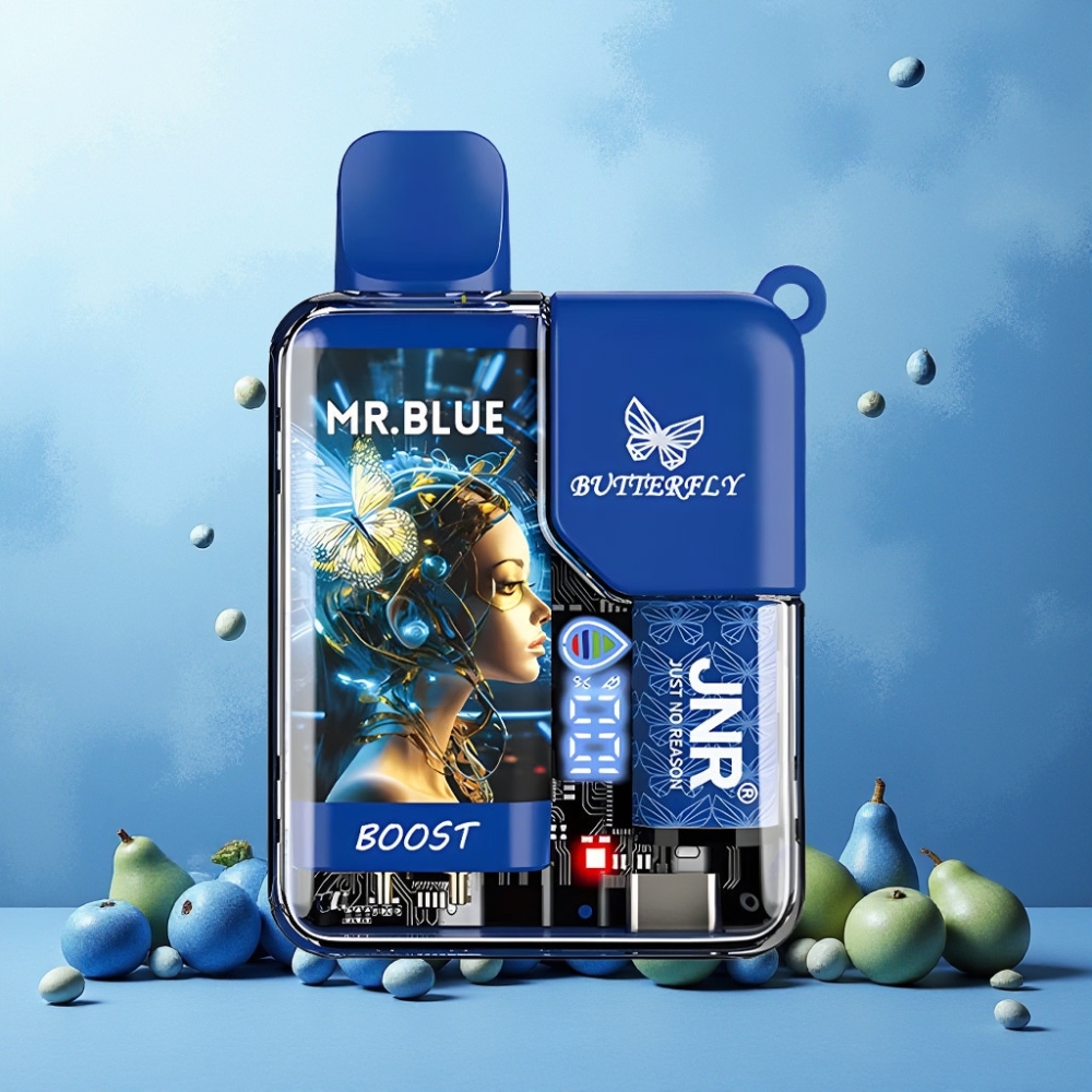 JNR Butterfly 8500 Puffs Norge Engros Vape til engangsbruk – 1200mAh Batteri, 15ml e-Likvid, Digital Skjerm, Herr Blå