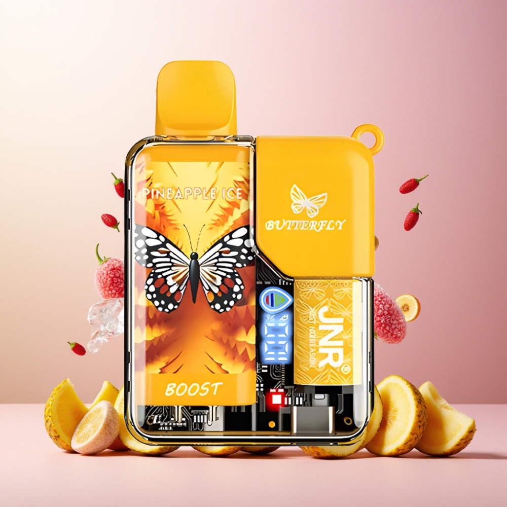 JNR Butterfly 8500 Puffs Norge Engros Vape til engangsbruk Ananas Is 1200mAh 15ml Digital Display