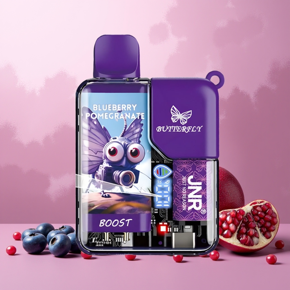 JNR Butterfly 8500 Puffs Norge Engros Vape til engangsbruk Blåbær Granate 15ml 1200mAh Digitall Display