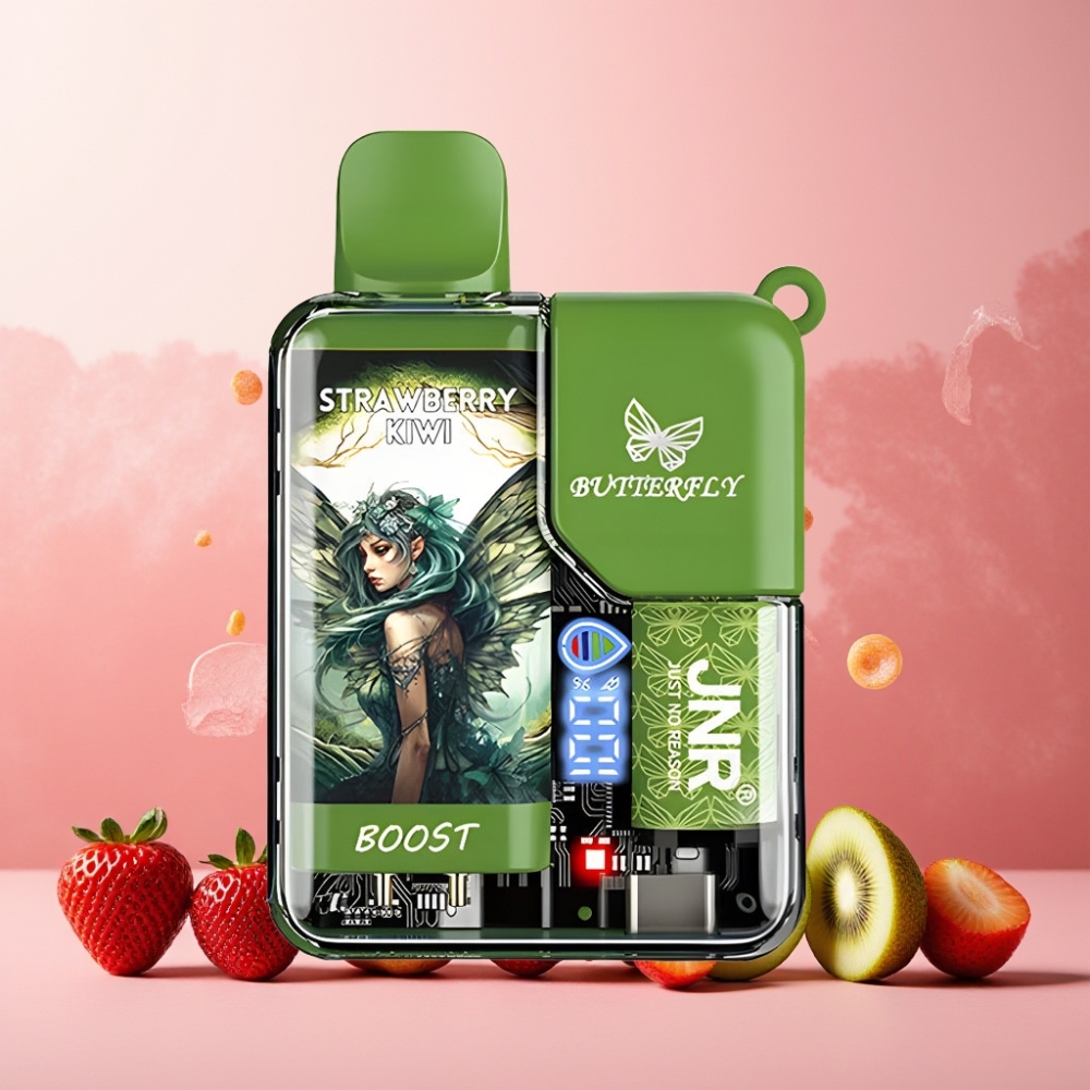 JNR Butterfly 8500 Puffs Norge Engros Vape til engangsbruk Jordbær Kiwi 15ml 1200mAh Digital Display