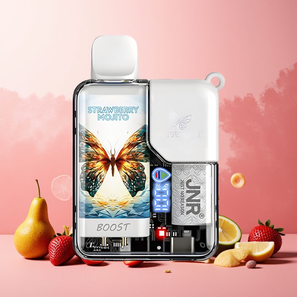 JNR Butterfly 8500 Puffs Norge Engros Vape til engangsbruk Jordbær Mojito – 15ml e-Liquid, 1200mAh, Digital Display, 1.0ohm Mesh Coil