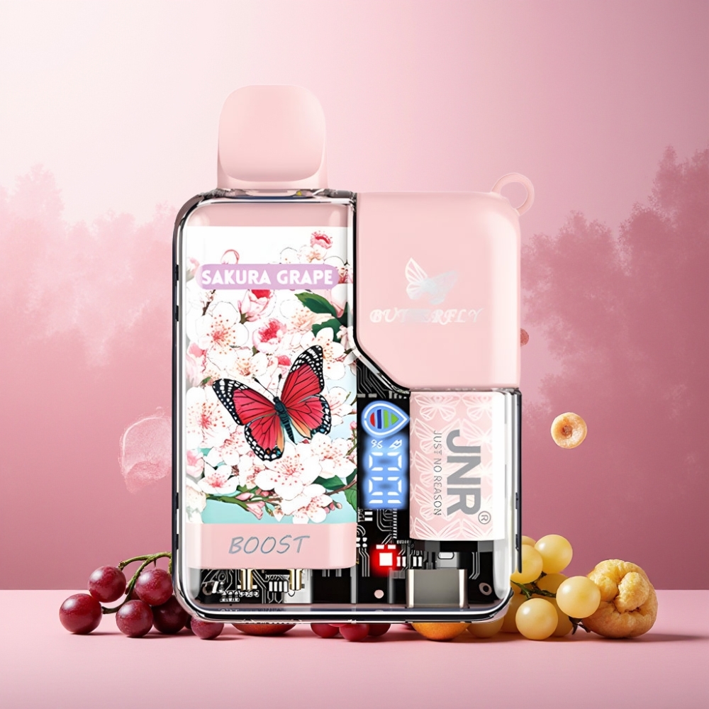 JNR Butterfly 8500 Puffs Norge Engros Vape til engangsbruk Sakura Drue – 15ml e-Liquid, 1200mAh Batteri, Digital Display, 1.0ohm Mesh Coil