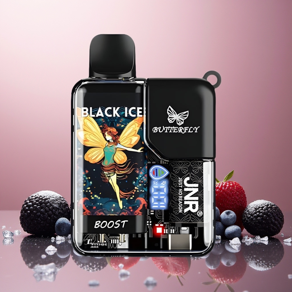 JNR Butterfly 8500 Puffs Norge Engros Vape til engangsbruk Svart Is – 15ml e-Likvid, 1200mAh Batteri, Digital Display