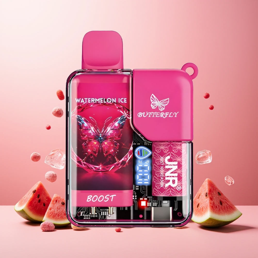 JNR Butterfly 8500 Puffs Vape til engangsbruk Norge Engros – 15ml e-Liqid, 1200mAh Batteri, Digital Display, Vannmelon Is