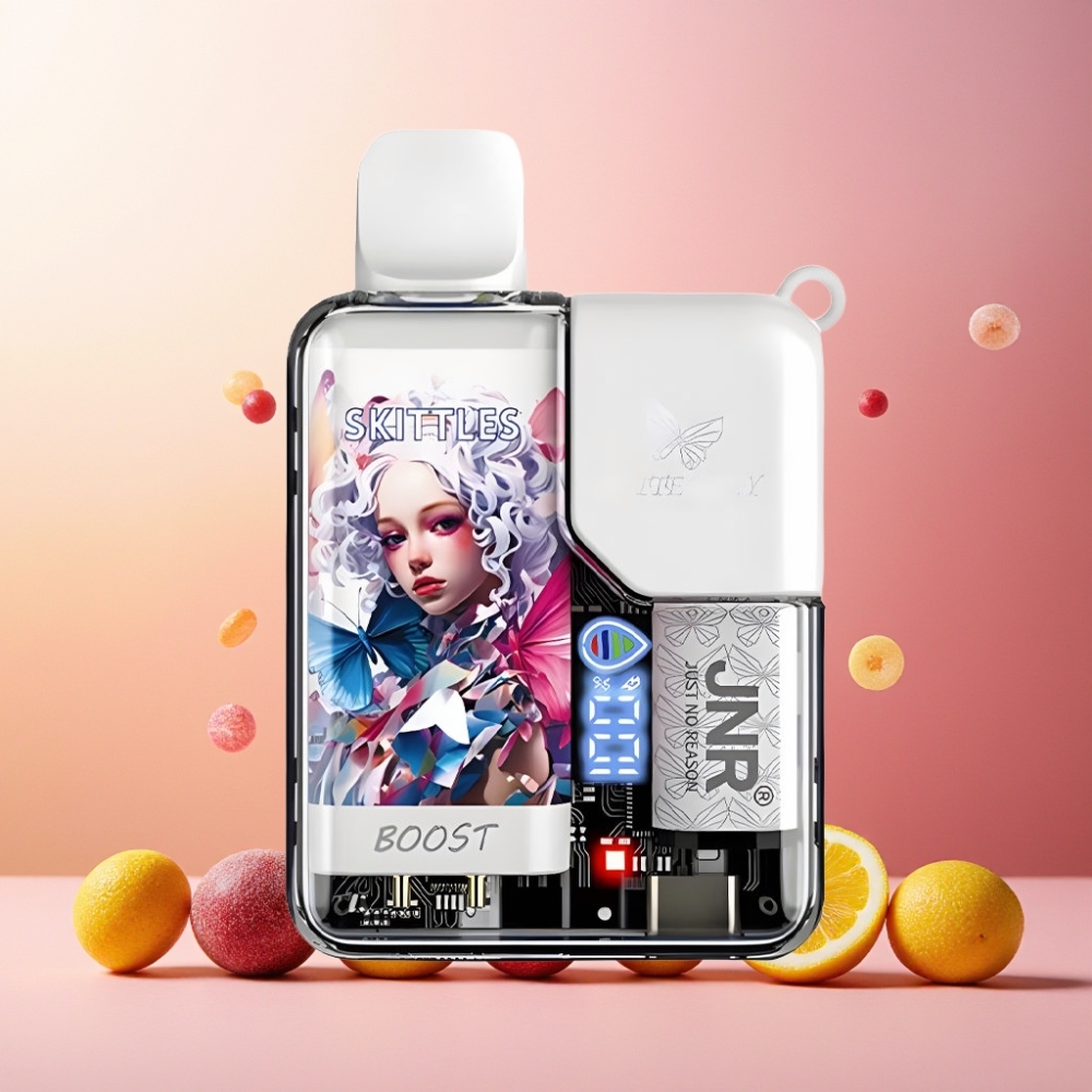 JNR Butterfly 8500 Puffs Vape til engangsbruk Norge Engros – 15ml e-Liquid, 1200mAh, Digital Display, Skittles (Drops)