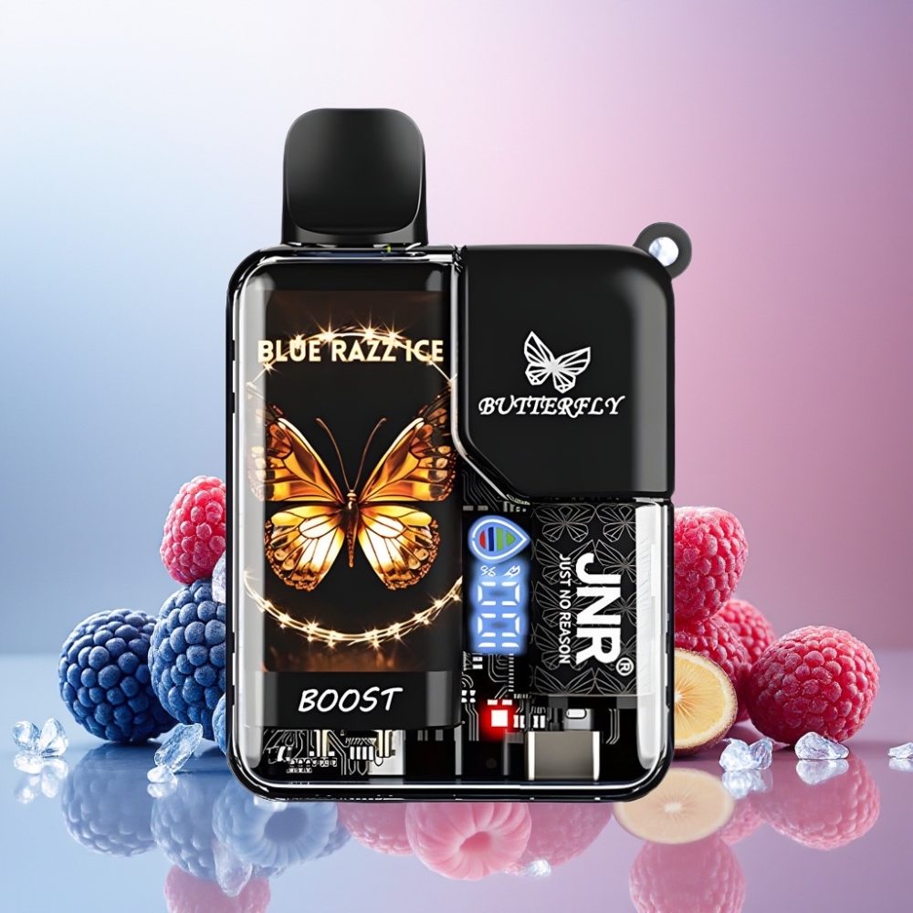 JNR Butterfly 8500 Puffs Vape til engangsbruk Norge Engros - Blå Bringebær Is, 1200mAh, 15ml, Digital Display