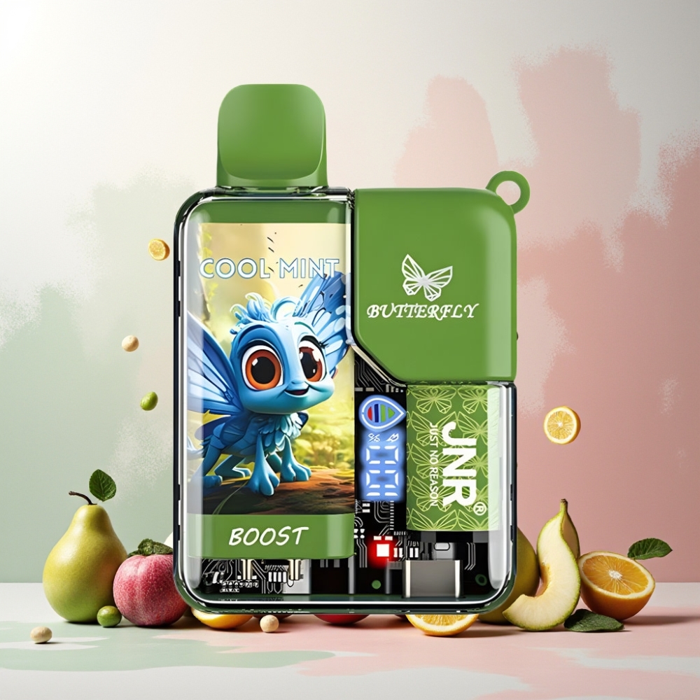 JNR Butterfly 8500 Puffs Vape til engangsbruk Norge Engros – Kjølig Mynte, 1200mAh, 15ml, Digital Display