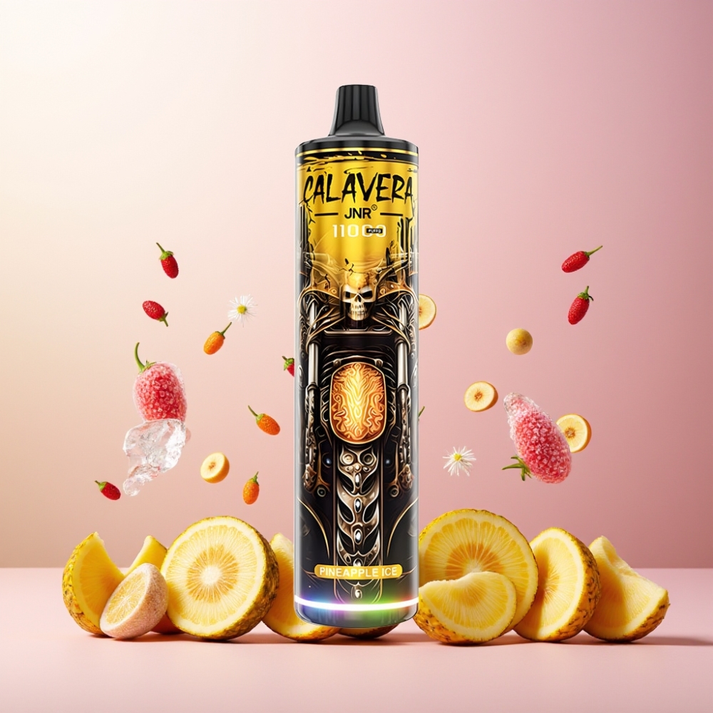 JNR Calavera 11000 Puffs Norge Engros Vape til engangsbruk Ananas Is med Type-C lading, 850 mAh batteri, 21ml væske og 1.0ohm Mesh Coil