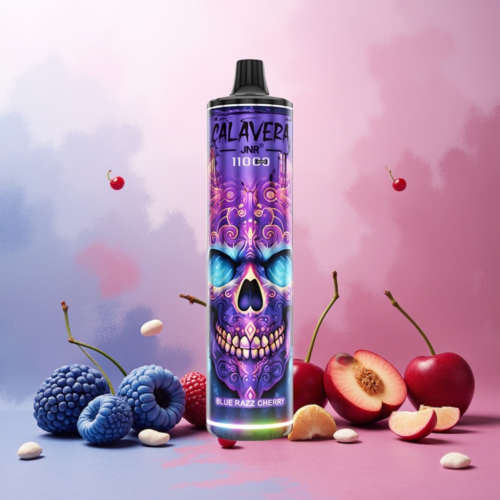 JNR Calavera 11000 Puffs Norge Engros Vape til engangsbruk Blå Bringebær Kirsebær med Type-C-lading, 850 mAh batteri, 21 ml e-væske, 1.0ohm Mesh Coil