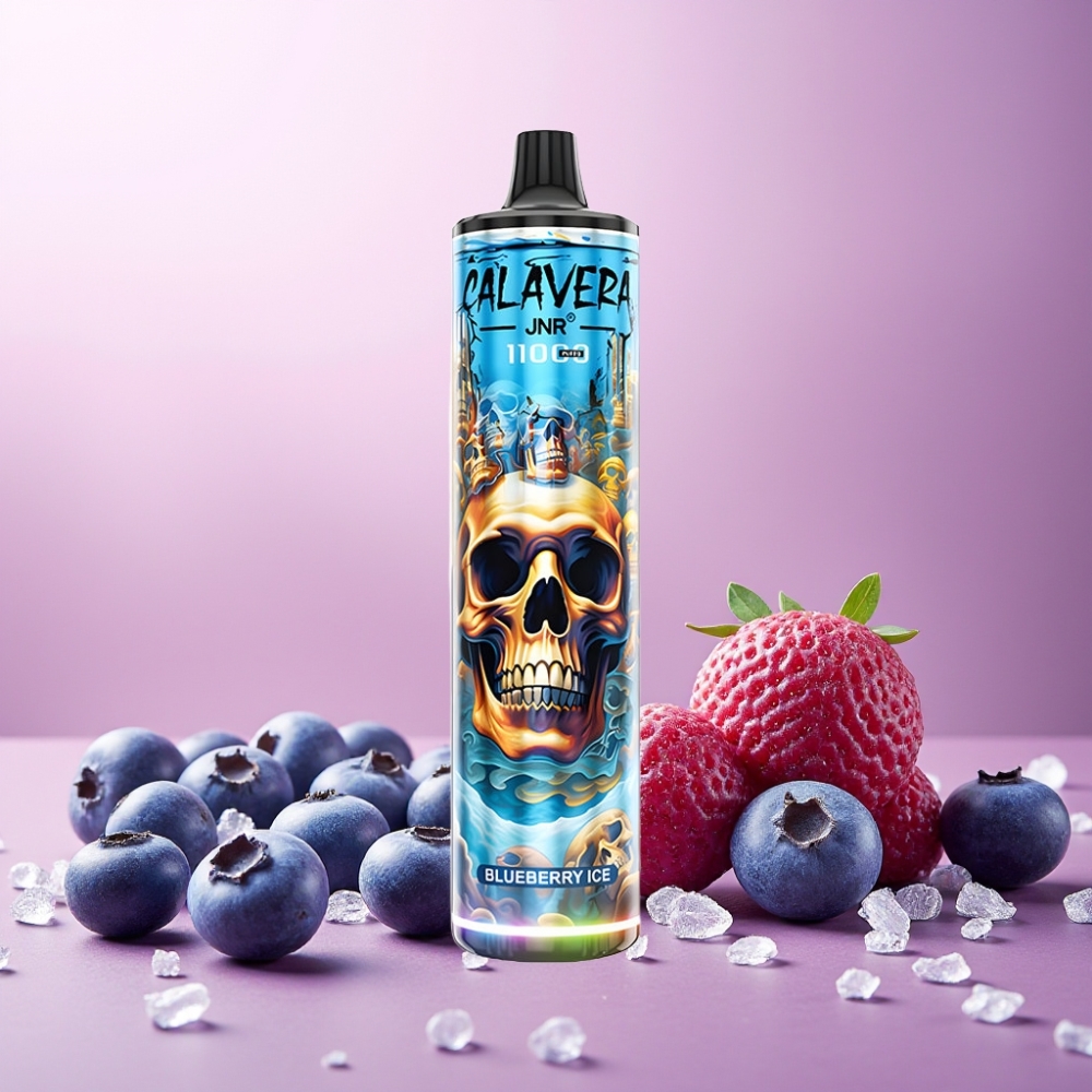 JNR Calavera 11000 Puffs Norge Engros Vape til engangsbruk Blåbær Is med Type-C lading, 850 mAh batteri, og 21ml e-væske