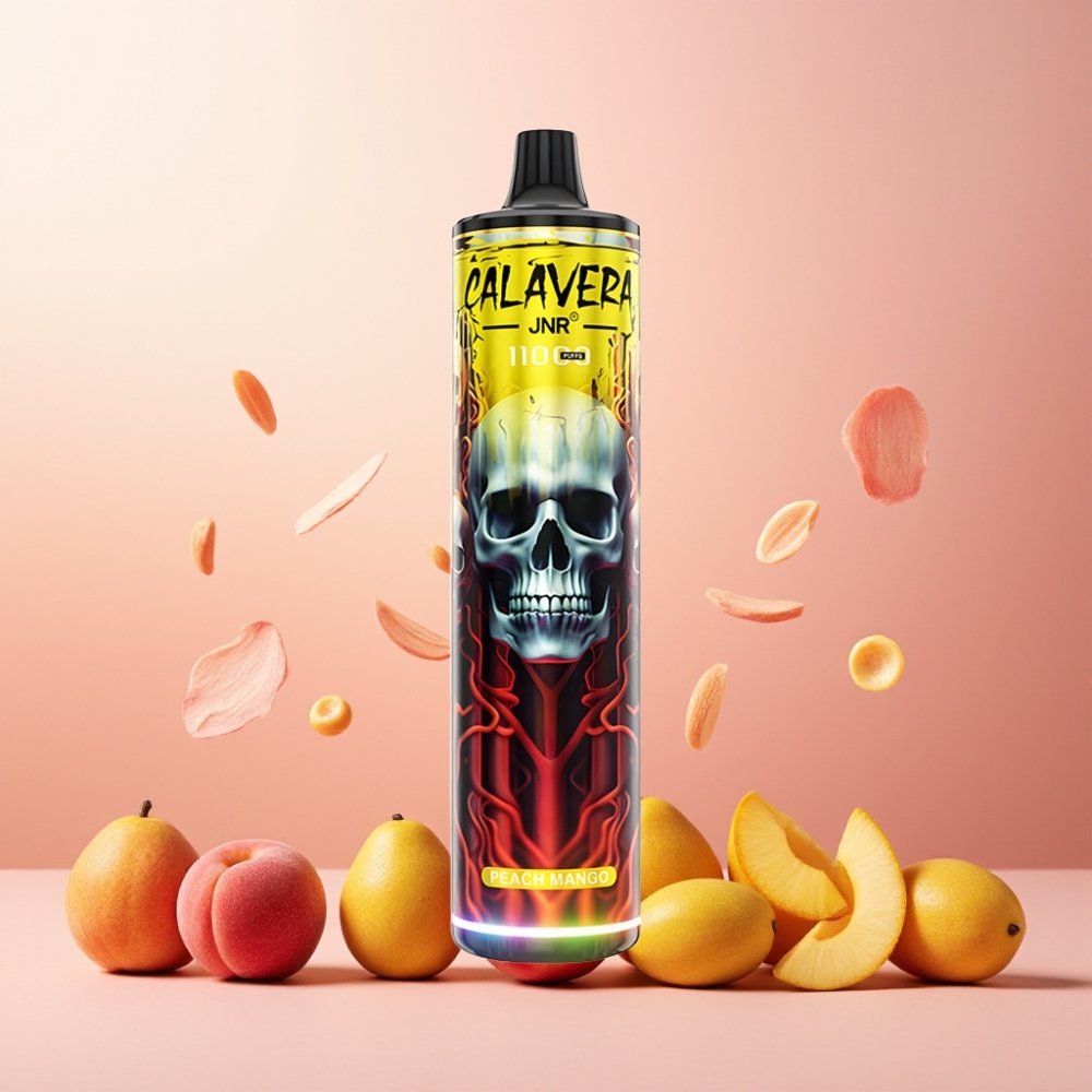 JNR Calavera 11000 Puffs Norge Engros Vape til engangsbruk Fersken Mango – Type-C Lading, 21ml E-Liquid, 1.0ohm Mesh Coil