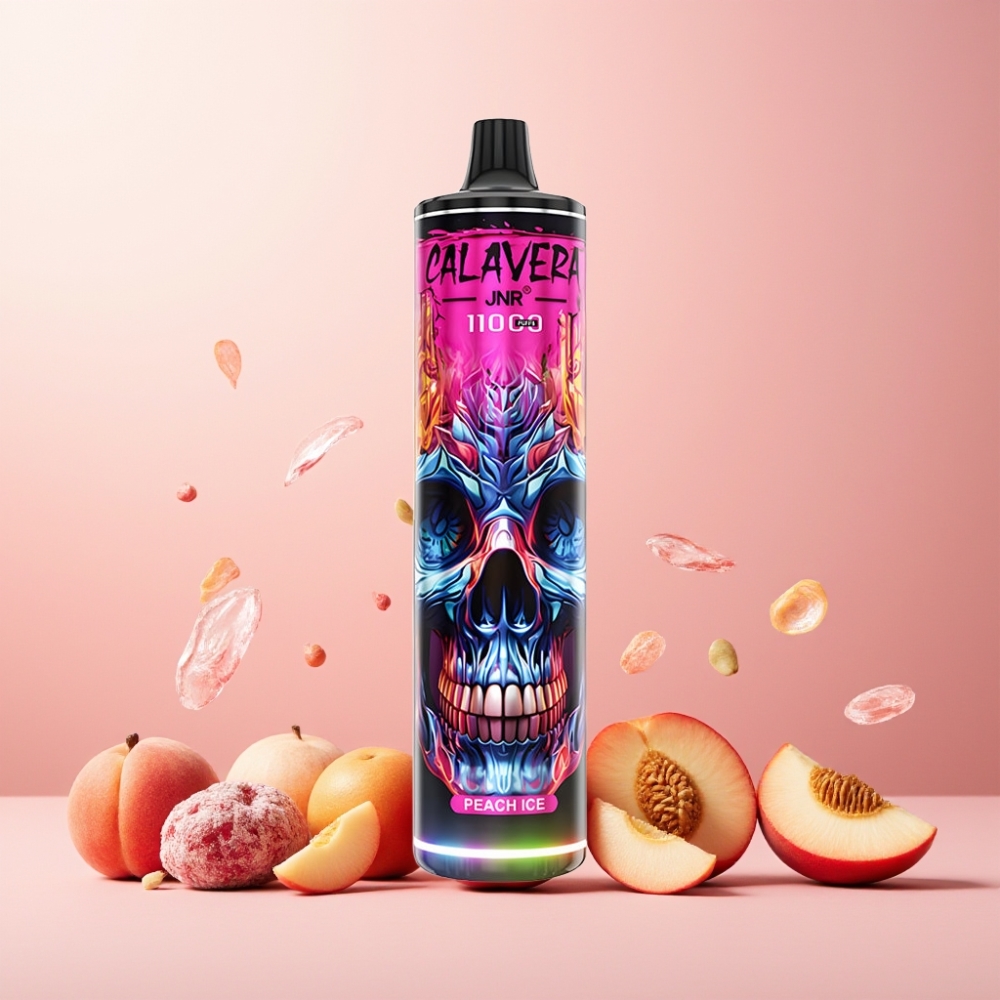 JNR Calavera 11000 Puffs Norge Engros Vape til engangsbruk Peach Is med Type-C lading, 850 mAh batteri, 21ml e-væske, 1.0ohm Mesh Coil