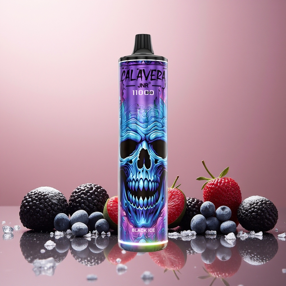JNR Calavera 11000 Puffs Norge Engros Vape til engangsbruk Svart Is med Type-C lading, 850 mAh batteri, 21ml e-væske & 1.0ohm Mesh Coil
