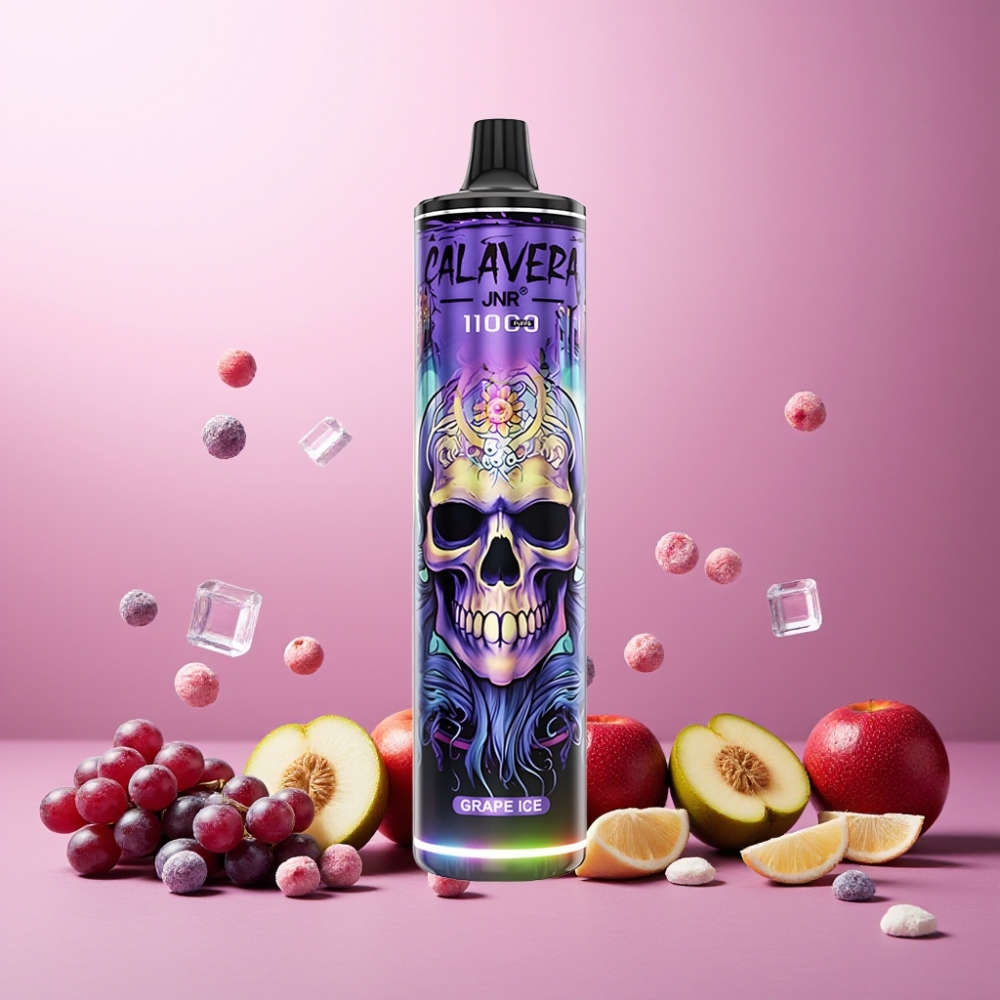JNR Calavera Norge Engros 11000 Puffs Vape til engangsbruk Druer Is Type-C Lading, 850 mAh Batteri, 21ml E-Liquid, 1.0ohm Mesh Coil