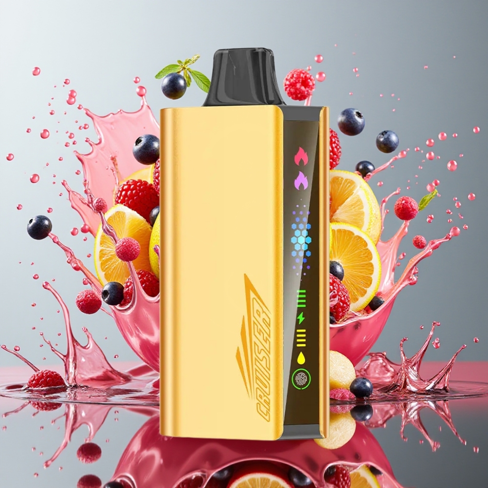JNR Cruiser 12000 Puffs No-Charge Engangs Vape Mixed Berry Norge Engros med 3500 mAh batteri, 25ml e-væske og Full-Metal Aluminum Body