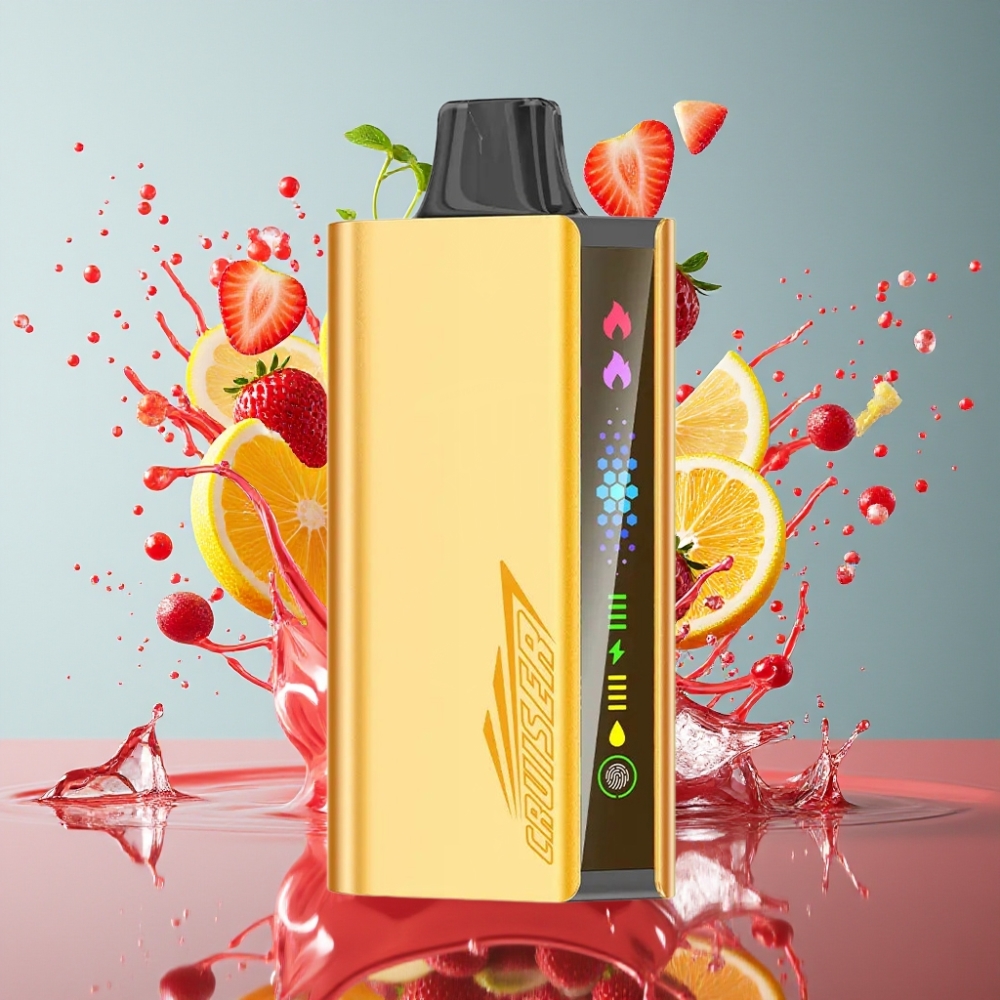 JNR Cruiser 12000 Puffs No-Charge Norge Engros Engangs Vape Chupa Chups Jordbær med 3500 mAh Batteri og Full-Metal Aluminiumsdesign