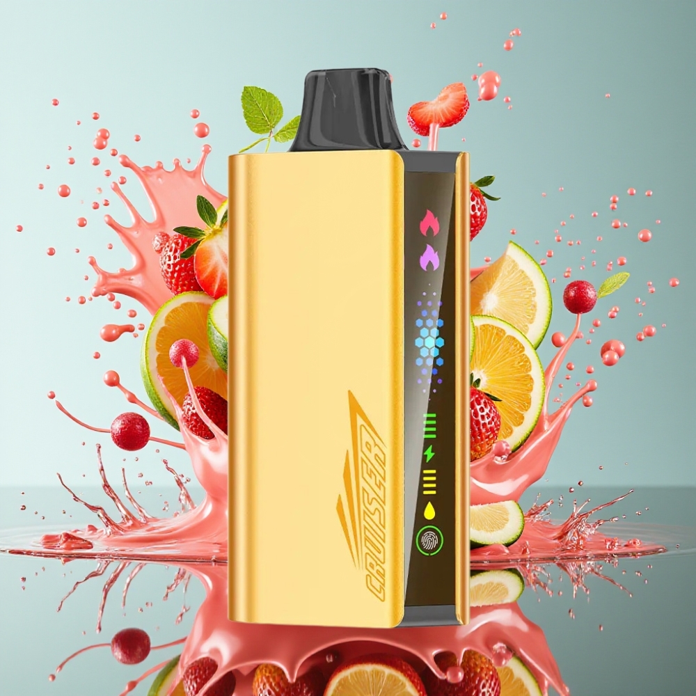 JNR Cruiser 12000 Puffs No-Charge Norge Engros Engangs Vape Jordbær Kokos Vannmelon – 3500 mAh Battery, 25ml E-liquid, Full-Metal Aluminum Body