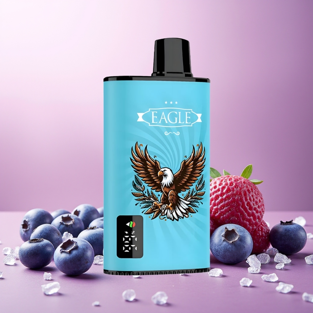 JNR EAGLE Smart Norge Engros – 23000 Puffs Vape til engangsbruk Blåbær Is med Digital Skjerm, 1.0ohm Mesh Coil & Justerbar Luftstrøm
