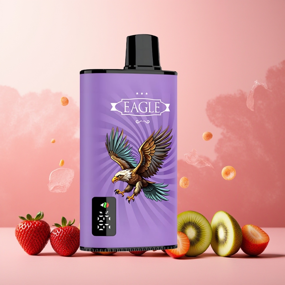 JNR EAGLE Smart Norge Engros 23000 Puffs Vape til engangsbruk Jordbær Kiwi med Digital Skjerm, 1.0ohm Mesh Coil og Justerbar Luftstrøm