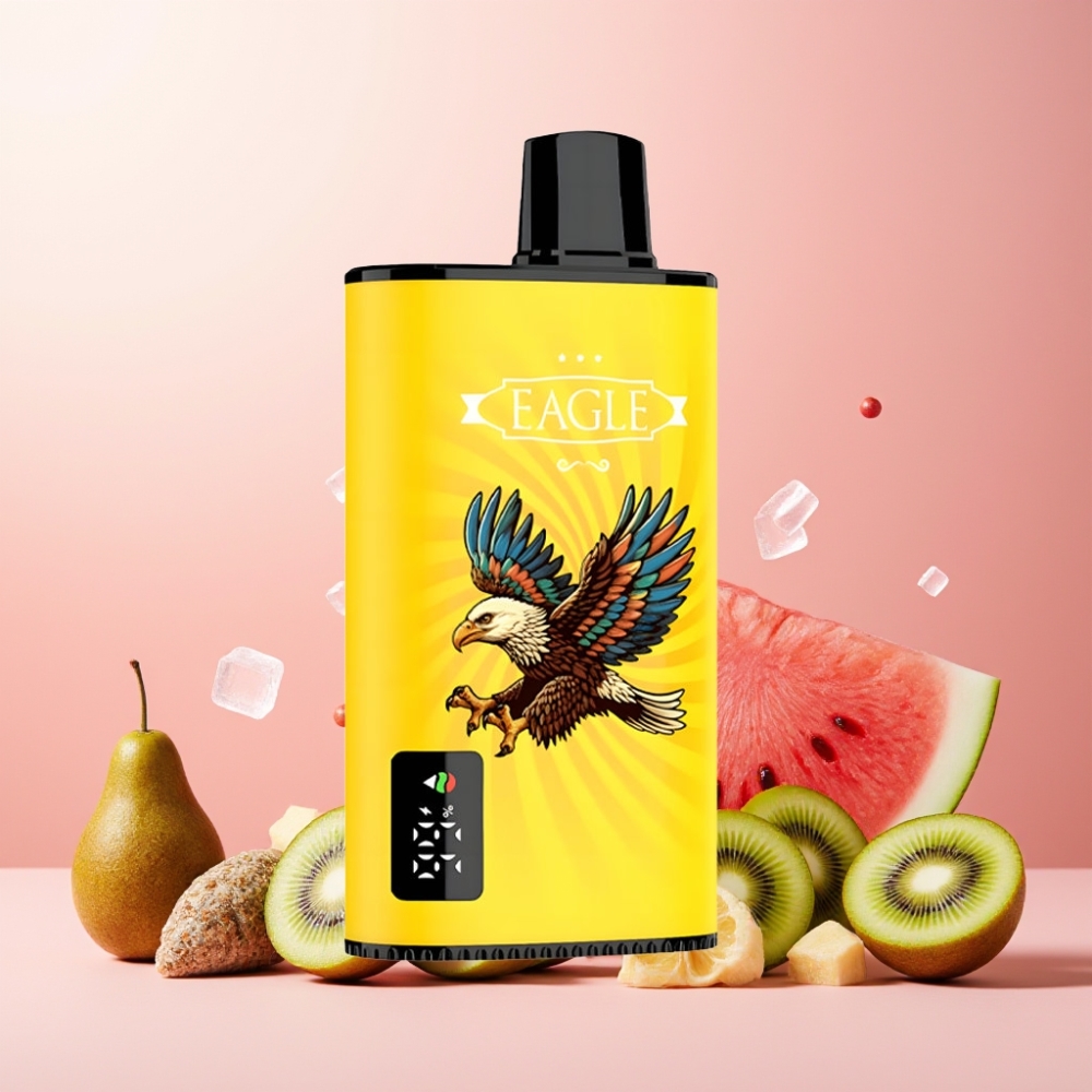 JNR EAGLE Smart Norge Engros 23000 Puffs Vape til engangsbruk Kiwi Vannmelon Is med Digital Skjerm, 1.0ohm Mesh Coil & Justerbar Luftstrøm